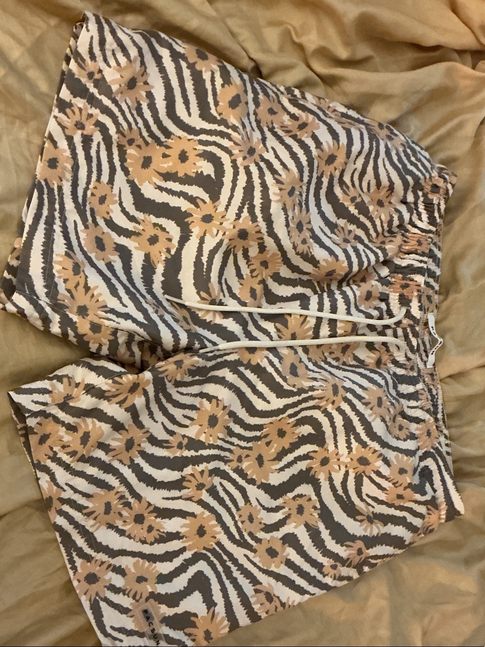 PacSun Beige Floral Zebra Print swim Shorts